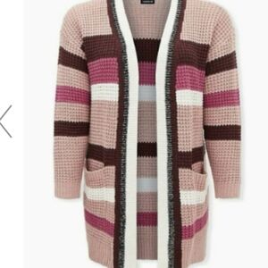 Torrid Pink and Brown Striped Cardigan